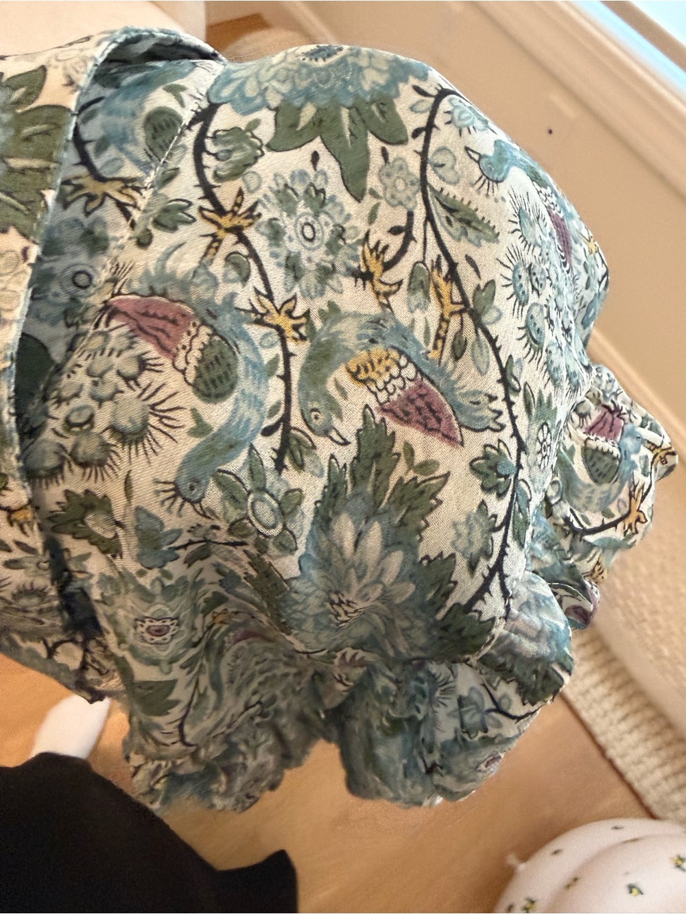 BY Timo Green Floral Ruffle Button-Front Blouse - Picture 3 of 4